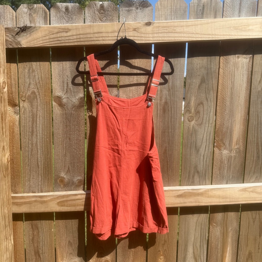 Women's Burnt Orange Textured Overall Romper Size Medium
